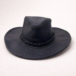 Vintage Dollywood Leather Western Hat | Black Cowboy Hat | Braided Band